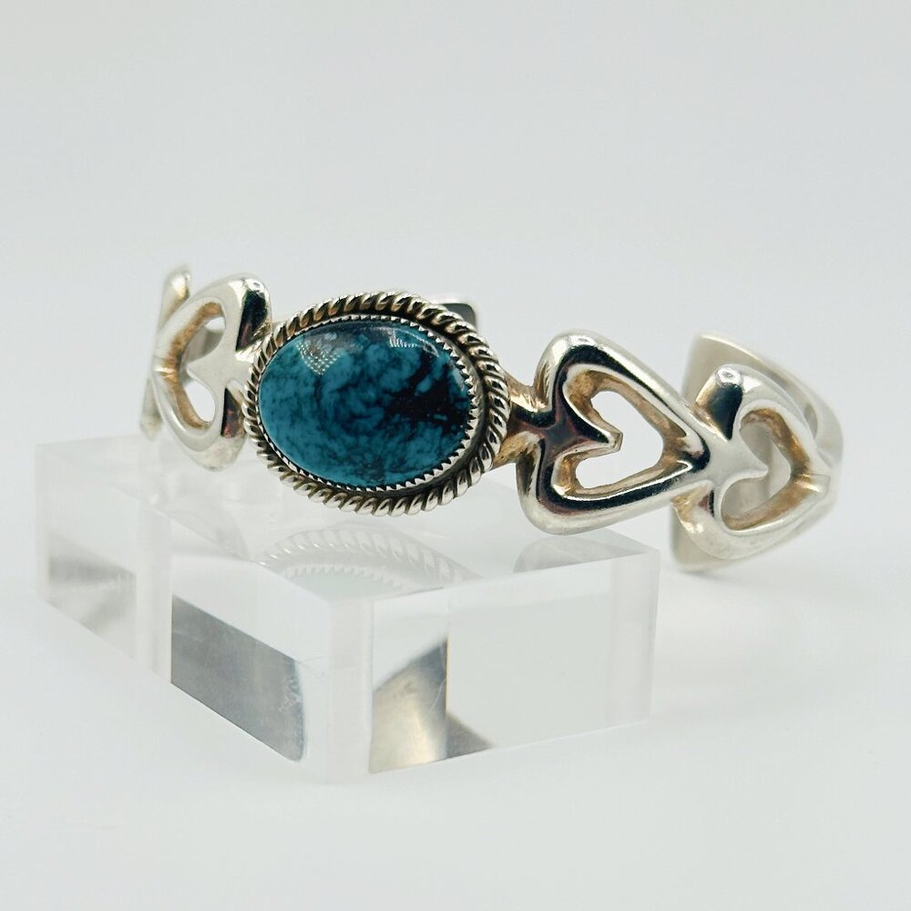 Vintage Wilson Begay 40g Unisex Navajo Sterling Silver & Turquoise Cuff Bracelet